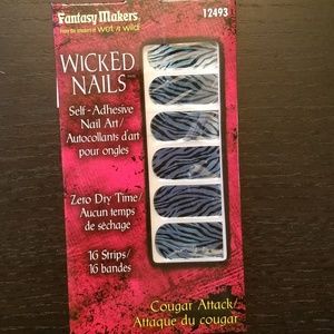 Cougar Attack Nail Strips Blue & Black Stripes NWT